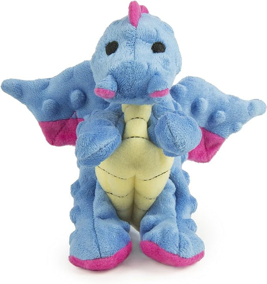 goDog Bubble Plush Dragons Squeaky Dog Toy, Chew Guard Technology - Periwinkle, Small