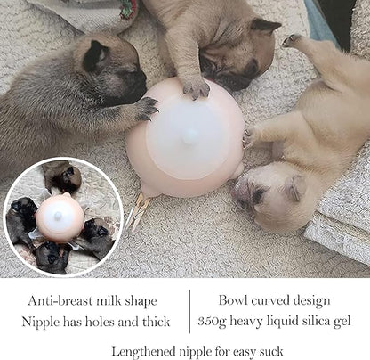 Puppy Feeder Puppy Milk Feeder Puppy Nursing Station Puppy feeders for Multiple Puppies Puppy Milk replacer Doggie Bubble Dongdong pet (S size bowl (Kitten/Toy Puppy), Pink)