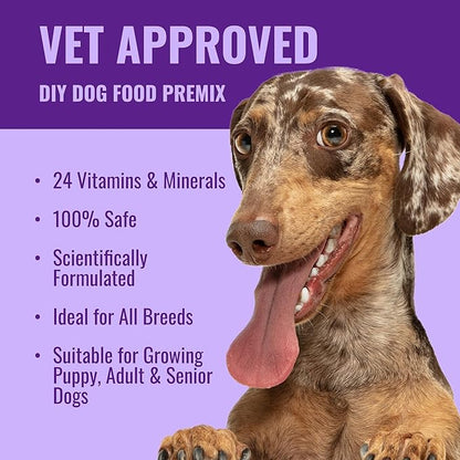 Homemade Dog Food Supplement Dog Vitamins Made in USA Add to Holistic Whole Food Diets Raw BARF All Breeds Puppy Adult 16oz Powder