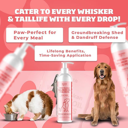 Pets 2-Pack Wild Alaskan Salmon Oil Blend for Dogs & Cats | Omega-3 Boost & Shed Defense | Enhances Coat & Skin, Allergy & Dandruff Relief | Coat Support and Treatment - 20 Fl Oz Total
