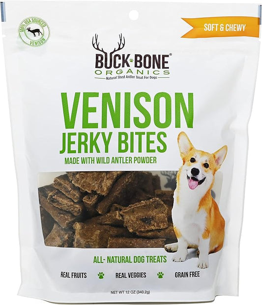 Buck Bone Organics Venison Jerky Bites with Real Antler Powder, Made in The USA… (12 OZ Bag)