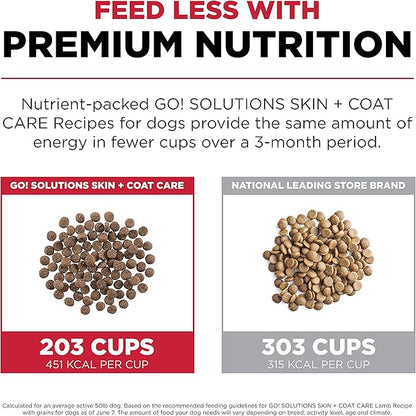 GO! SOLUTIONS Skin + Coat Care - Dry Dog Food, 12 lb - Lamb Recipe with Grains for All Life Stages - Complete + Balanced Nutrition for Dogs