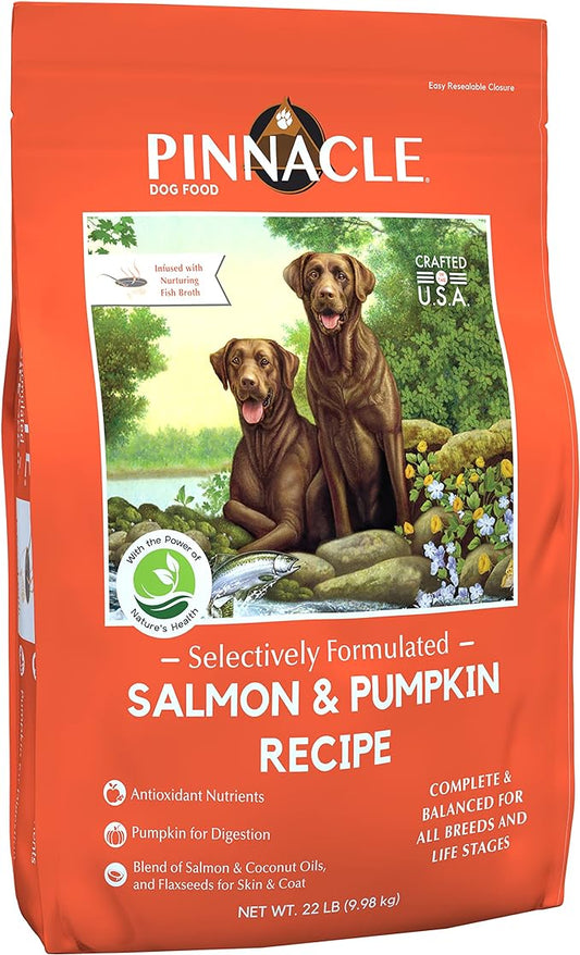 pinnacle pet Salmon & Pumpkin Dry Dog Food 22 lb, Infused with Broth