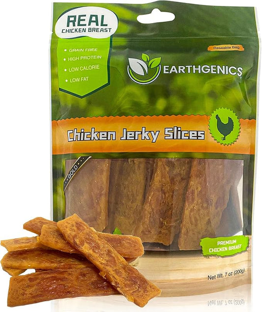 Earthgenics® Chicken Jerky Dog Treats - Lean, Tender 100% Natural Chicken Breast for All Ages, High in Protein, Minerals, B6 & B12, No Harmful Additives, Improves Skin & Coat (14oz.)
