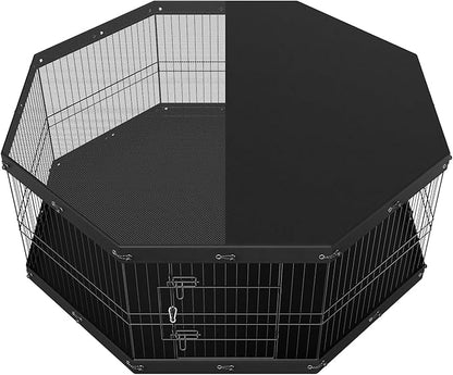 VEVOR Foldable Metal Dog Exercise Pen, Pet Playpen Dog Fence for Camping with Top Cover and Bottom Pad, 24" H 8 Panels, Puppy Crate Kennel Indoor Outdoor for Medium Dogs, Both for Home&Yard