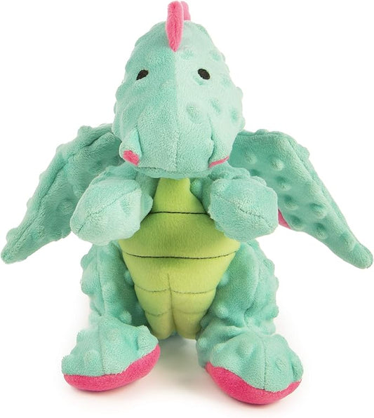 goDog Dragons with Chew Guard Technology Durable Plush Squeaker Dog Toy, Large, Seafoam, Plush Dog Toy