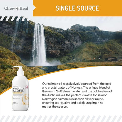 Norwegian Salmon Oil for Dogs - 32 oz of Fish Oil for Dogs Skin and Coat - Contains Omega 3 Fatty Acids - Made in The USA