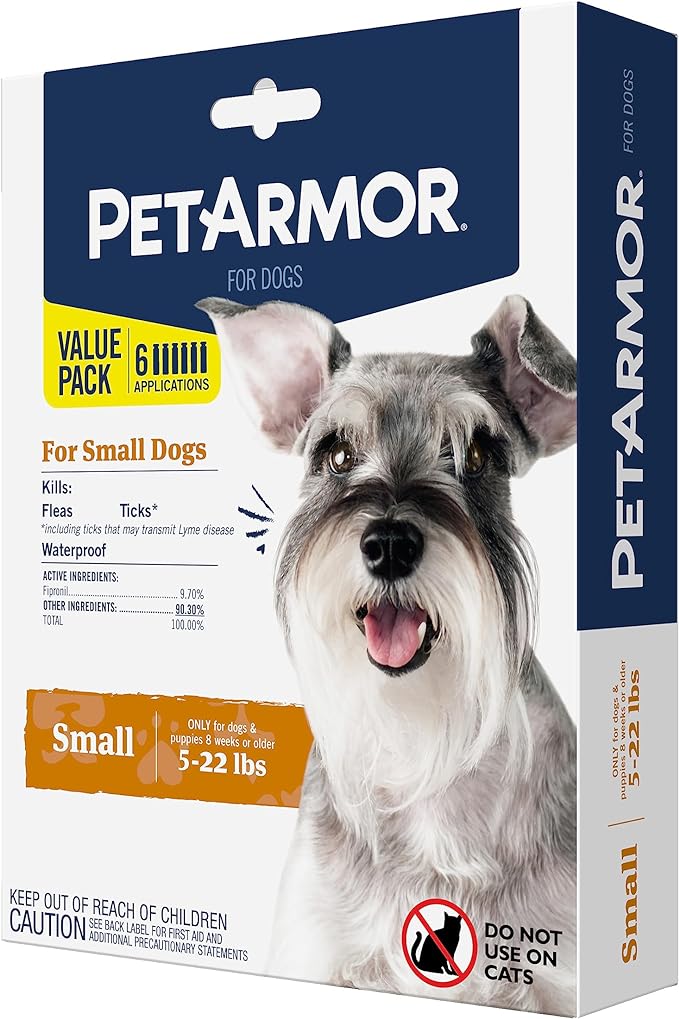PetArmor for Dogs, Flea and Tick Treatment for Small Dogs (5-22 Pounds), Includes 6 Month Supply of Topical Flea Treatments