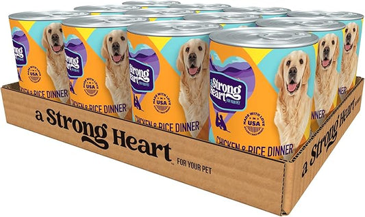 A Strong Heart Wet Dog Food, Chicken & Rice Dinner - 13.2 oz Cans (Pack of 12), Made in The USA with Real Chicken