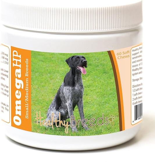 Healthy Breeds German Wirehaired Pointer Omega HP Fatty Acid Skin and Coat Support Soft Chews 60 Count