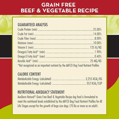 AvoDerm Grain Free Beef and Vegetables Recipe Dry Dog Food, All Life Stages, 4lb bag