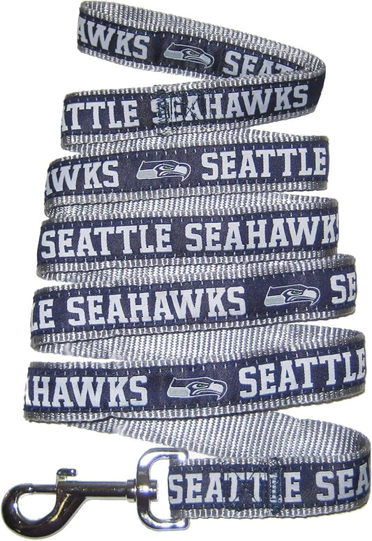 NFL PET Leash, Small, Seattle Seahawks Dog Leash, Football Team Leash for Dogs & Cats. A Shiny & Colorful Dog & Cat Leash with Embroidered Team Name/Logo Licensed by the NFL