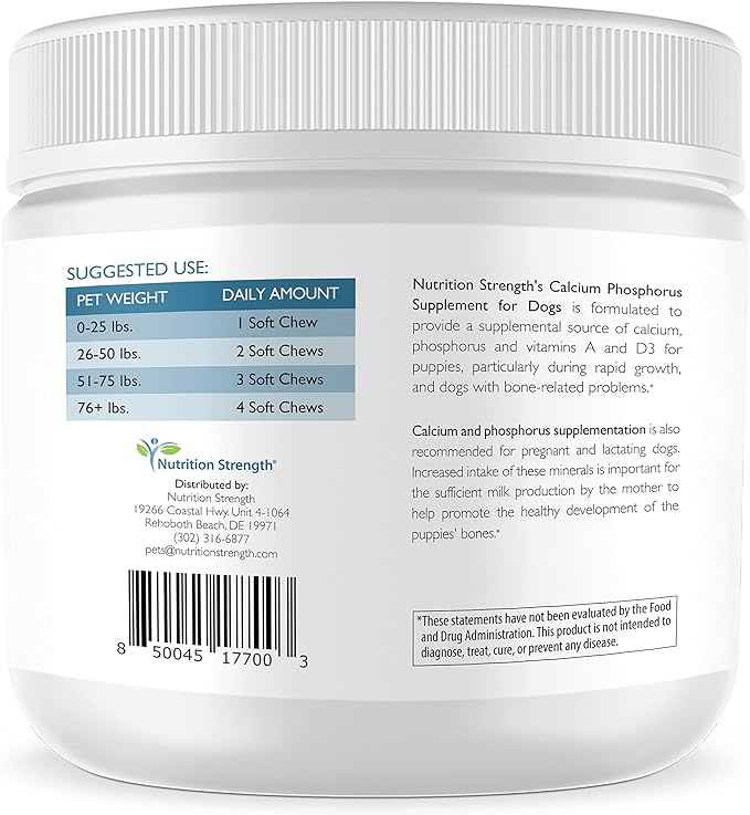 Calcium Phosphorus for Dogs Supplement, Provide Calcium for Puppies, Promote Healthy Dog Bones and Puppy Growth Rate, Dog Bone Supplement, 90 Soft Chews