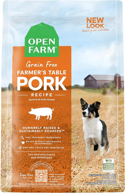 Open Farm Farmer's Table Pork Grain-Free Dry Dog Food, Family Farmed Pork Recipe with Non-GMO Superfoods and No Artificial Flavors or Preservatives, 22 lbs