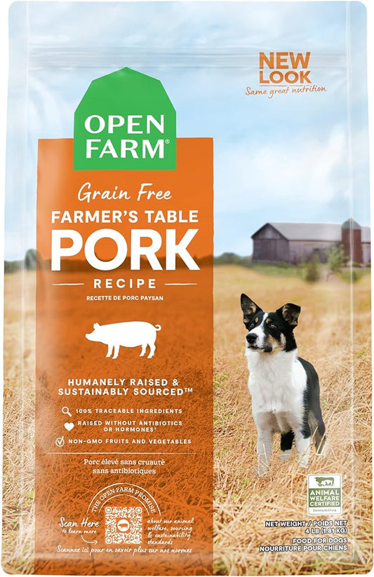 Open Farm Farmer's Table Pork Grain-Free Dry Dog Food, Family Farmed Pork Recipe with Non-GMO Superfoods and No Artificial Flavors or Preservatives, 22 lbs