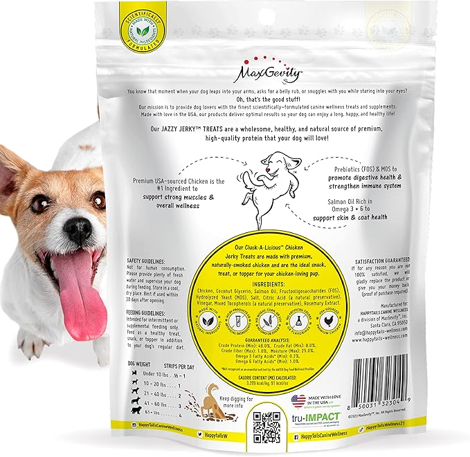 Canine Wellness Chicken Jazzy Jerky Treats for dogs, 2-PACK, 95% Protein, Prebiotics for Gut & Immune Health, Omega 3s & 6s for Skin & Coat Health, Made in The USA, (Two 15 oz. bags)