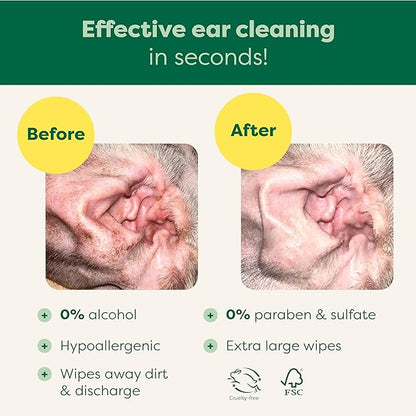 Earth Rated Dog Ear Wipes, Hypoallergenic and Plant Based Ear Wipes for Dogs to Remove Dirt and Wax Build up, Oatmeal Scent, 60 Count
