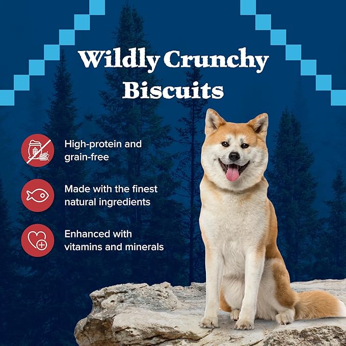 Blue Buffalo Wilderness Trail Treats Crunchy Dog Biscuits Variety Pack, Grain-Free and High-Protein Dog Treats Made with Natural Ingredients, | Duck, Turkey & Salmon Recipes, 10-oz. Bag (3 Pack)