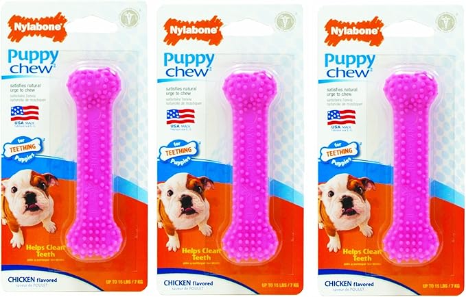 Nylabone (3 Pack) Just for Puppies Petite Pink Dental Bone Chew Toy