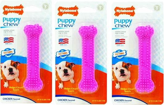 Nylabone (3 Pack) Just for Puppies Petite Pink Dental Bone Chew Toy