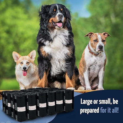 Reli. Dog Poop Bags w/Holder (360 Bags - 24 Rolls) | Leash Clip Dispenser | 9x13" Large Dog Bags for Poop | Doggie Poop Bag | Black Pet Waste Bag Refills w/Dispenser Bag Clip | Unscented, Leak Proof