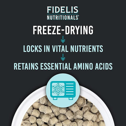 FIDELIS Freeze Dried Raw Dog Food with Superfoods for Large Dog Breeds (8 oz) - Made in USA with Cage Free Chicken, Grain-Free, High Protein for Adult or Puppy