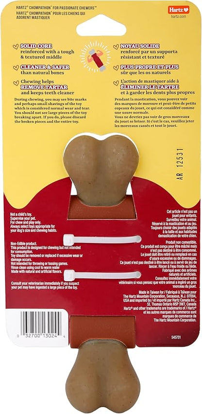 Hartz New Chompathon Rock 'N Rib Bone Dog Chew Toy for Aggressive Chewers, Double Layered Flavored with Chicken & Beef