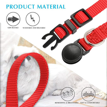 14 PCS Puppy ID Collars Nylon Soft Identification Colorful Adjustable Breakaway Safety Whelping Litter Collars for Pups with Record Keeping Charts 14pcs/Set (M)