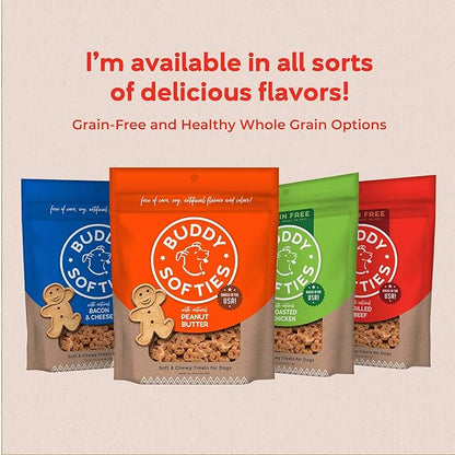 Buddy Biscuits Softies 5 oz Pouch, Grain-Free Soft & Chewy, Natural Grilled Beef Flavor Dog Treats, Oven Baked in The USA