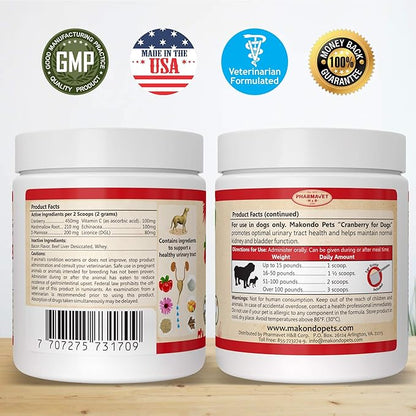 Dog Cranberry Supplement - Natural Dog UTI Treatment & Kidney Support for Dogs. Dog Supplement Powder Same as Cranberry Pills for Dogs. Puppy Supplies for Dog Pee Health - Dog Incontinence Product