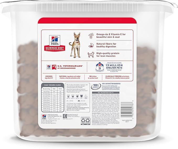 Hill's Science Diet Adult 1-6, Adult 1-6 Premium Nutrition, Dry Dog Food, Chicken & Barley, 17 lb Tub