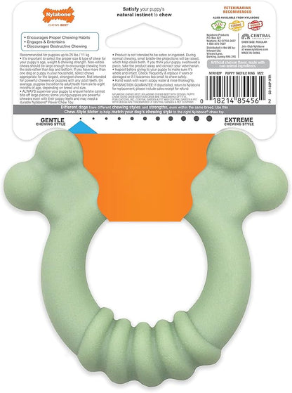 Nylabone Sensory Material Puppy Chew Toy Ring - Puppy Teething Toy for Boredom & Stimulation - Puppy Supplies - Chicken Flavor, Small/Regular (1 Count)