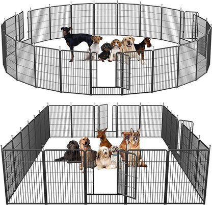 mestyl Dog Playpen, 32" Height 24 Panels Outdoor Pet Play Pen, Big Dog Exercise Play Pen for Large/Medium/Small Dogs, Foldable Puppy Pen for Indoor, Camping, RV, Anti-Rust Paint Finish, Quick Install