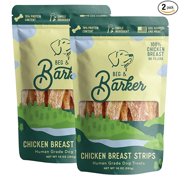 Beg & Barker Chicken Jerky for Dogs (10 Ounce, Pack of 2) - Dog Training Treats - Natural Dog Treats Made in The USA - Grain Free, Diabetic-Friendly, High Protein, Sugar-Free