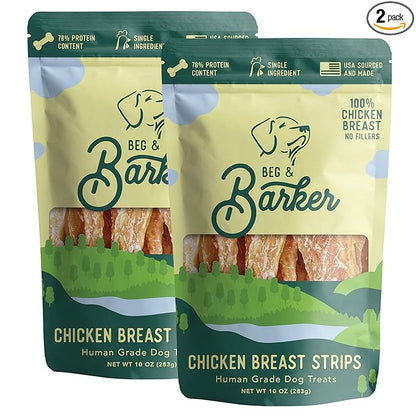 Beg & Barker Chicken Jerky for Dogs (10 Ounce, Pack of 2) - Dog Training Treats - Natural Dog Treats Made in The USA - Grain Free, Diabetic-Friendly, High Protein, Sugar-Free