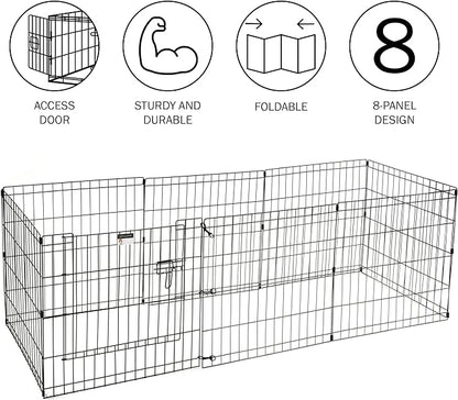 Puppy Playpen - Foldable Metal Exercise Enclosure with Eight 24-Inch Panels - Indoor/Outdoor Fence for Dogs, Cats, or Small Animals by PETMAKER