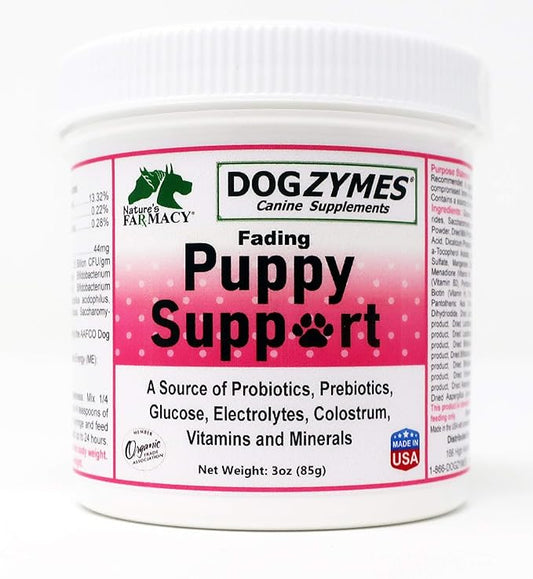 Dogzymes Fading Puppy Support Probiotics Prebiotics Enzymes Glucose Electrolytes Vitamins Minerals Mix 1 to 16 with Water (3 ounce)