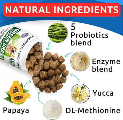 Bark&Spark All-Natural Grass Burn Spot Chews for Dogs - Pee Lawn Spot Saver - Grass Restore Treats - Dog Urine Neutralizer Solution for Grass Burn Spots - Made in USA - 120 Chews
