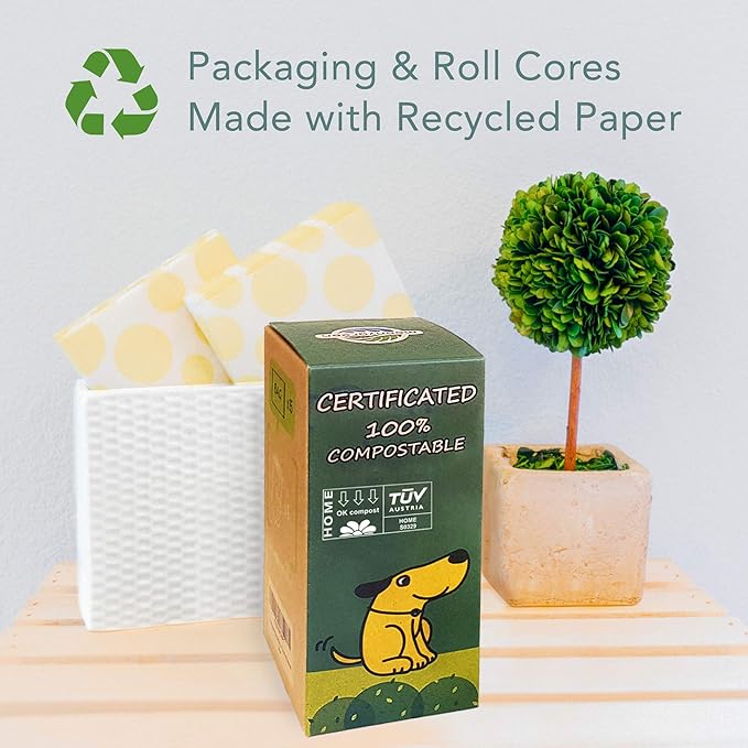 Dog Poop Bag, Compostable Doggie Poop Bags Refills, Eco-Friendly Pet Waste Bags, Vegetable-Based Unscented, Compostable, Extra Thick, Leak Proof, Size 9 x 13 Inches, 120 count