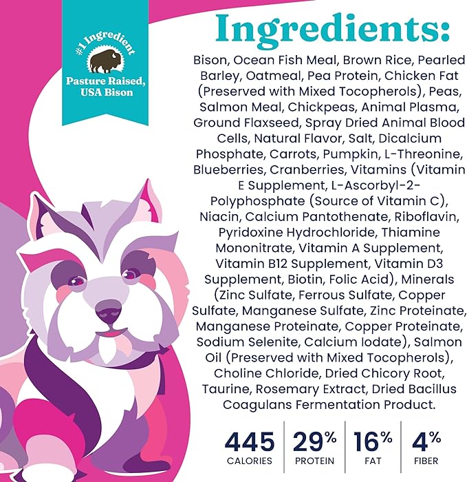 Solid Gold Small Breed Dog Food - Nutrientboost Wee Bit Whole Grain Made w/Real Bison, Brown Rice, & Pearled Barley - High Fiber, Probiotic Dry Dog Food for Dogs with Sensitive Stomachs - 3.75 LB