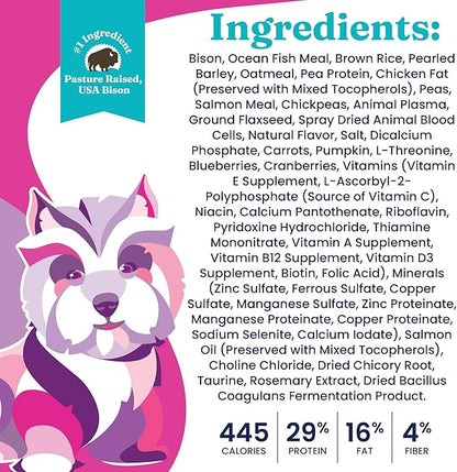 Solid Gold Small Breed Dog Food - Nutrientboost Wee Bit Whole Grain Made w/Real Bison, Brown Rice, & Pearled Barley - High Fiber, Probiotic Dry Dog Food for Dogs with Sensitive Stomachs - 11 LB