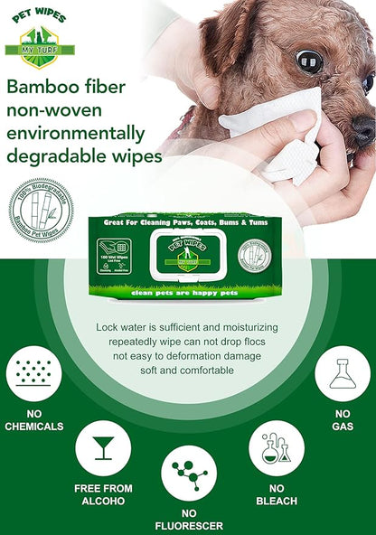 Unscented Dog Wipes – 100 pcs Pet Wipes for Paw Face Ears and Butt – Cat & Dog Wipes Cleaning – Kitten and Puppy Grooming Bath Wipes 6x8 Inch