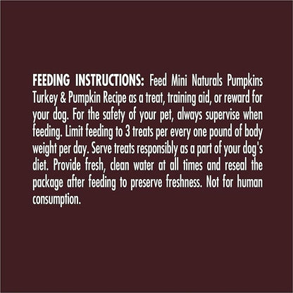 Zukes Mini Naturals Pumpkins Dog Training Treats Turkey and Pumpkin Recipe, Soft Dog Treats