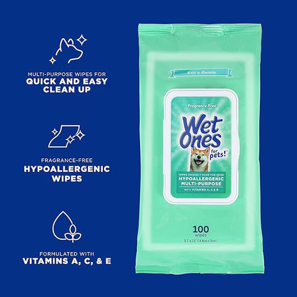 Wet Ones Mixed 13 Piece Bundle of Human & Pet Wet Wipes, Hypoallergenic | 10 Packs Sensitive Skin Hand and Face Wipes, 20 Ct Plus 3 Packs for Pets Hypoallergenic Dog Wipes, 100ct