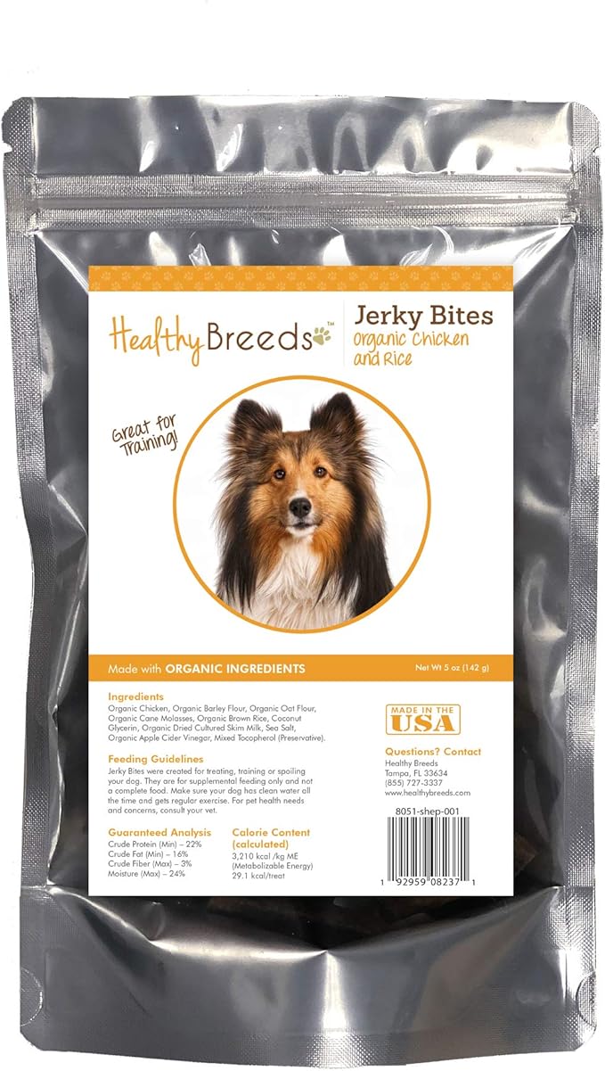 Healthy Breeds Shetland Sheepdog Jerky Bites Chicken & Rice Recipe Dog Treats 5 oz