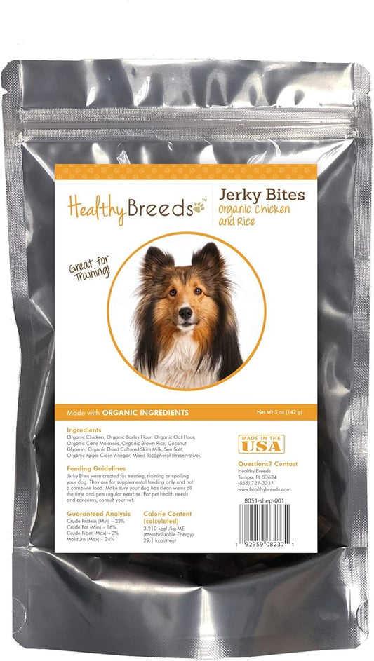 Healthy Breeds Shetland Sheepdog Jerky Bites Chicken & Rice Recipe Dog Treats 5 oz
