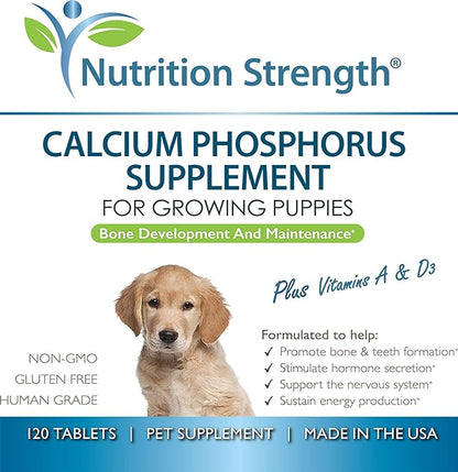 Calcium Phosphorus for Dogs Supplement, Provide Calcium for Puppies, Promote Healthy Dog Bones and Puppy Growth Rate, Dog Bone Supplement, 120 Chewable Tablets