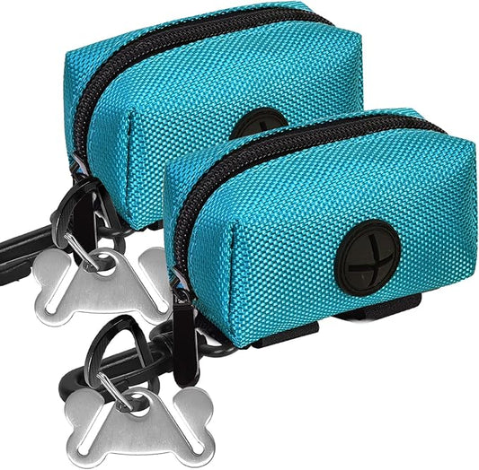 2Packs Dog Poop Bag Holder for Leash Attachment Dog Poop Bag Dispenser Dog Waste Bag Dispensers for Leash Accessory Dog Poop Bag Holders Fits Dog Leash Include Hand Free Holder Metal Carriers, Green