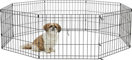 New World Pet Products 18' Foldable Black Metal Dog Exercise Pen No Door