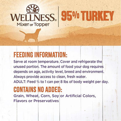 Wellness 95% Turkey Natural Wet Grain Free Canned Dog Food, 13.2-Ounce Can (Pack of 12)